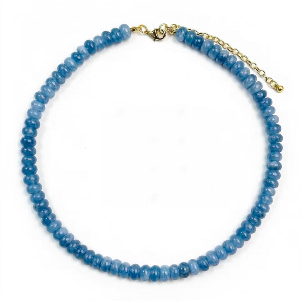 Handmade Candy Color Crystal Stone Beaded Necklace 5*8 Rondelle Gemstone Abacus Choker with Gold Plated Stainless Steel Clasp