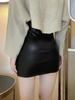 Мини-юбка из искусственной кожи со складками, асимметричная мини-юбка из искусственной уличной одежды с завышенной талией, облегающие юбки трапециевидной формы с высокой талией