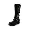 Ботинки на платформе Combat Boots Zip Chuny Heel Buckle Vintage Fashion Casual Luxury Designer Western Mid Calf Boots Shoes Woman