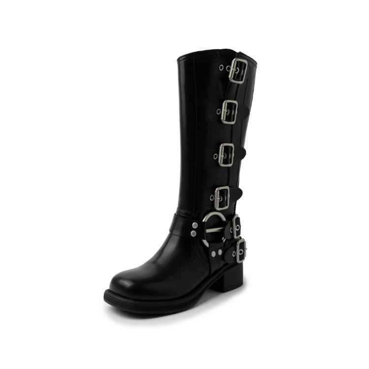 Ботинки на платформе Combat Boots Zip Chuny Heel Buckle Vintage Fashion Casual Luxury Designer Western Mid Calf Boots Shoes Woman