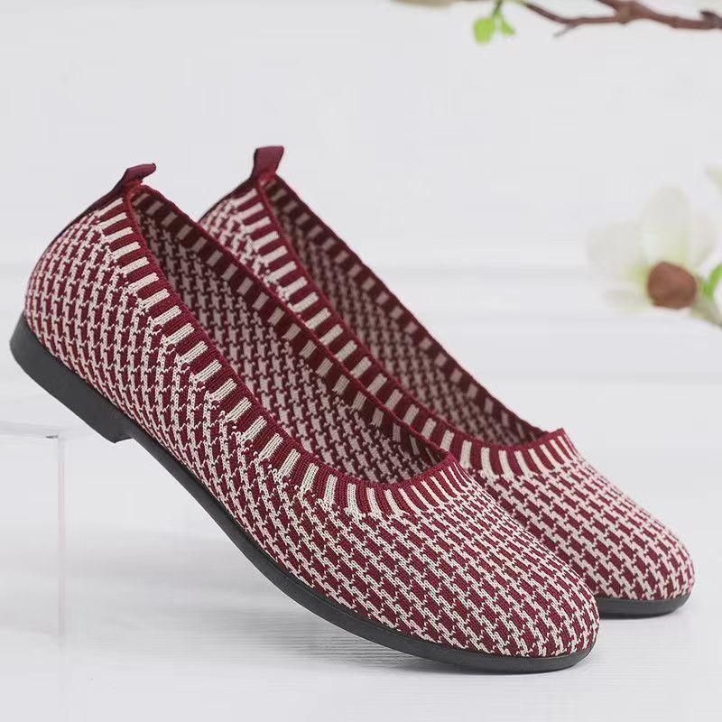 Женские одинарные туфли лето новые летящие тканые с мелким вырезом, на одной педали, повседневные ленивые туфли, плоские женские туфли, обувь для мамы