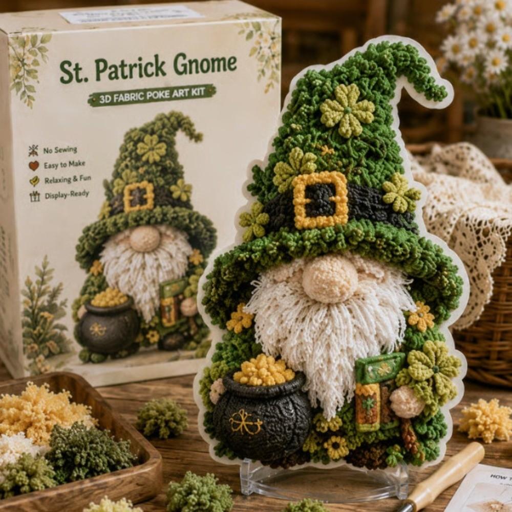 No Sewing Punch Needle Gnome Thick Board 3D Festive Plaque Fabric Poke Art Desk Styling