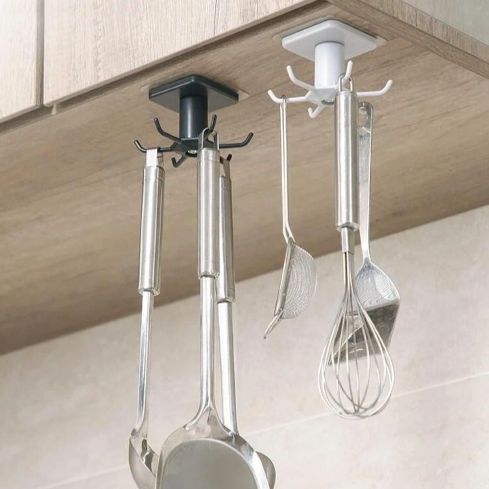 6-Claw Wall-Mounted Hooks No Punching Multifunctional Shelves Adhesive Hooks  Utensils Storage