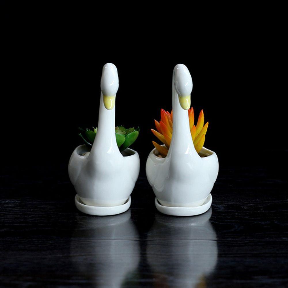 Creative White Swan Flower Pot Personalized Animal Vase Hydroponic Flower Holder  Birthday