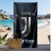 Juventus FC Personalized Printed Beach Towel Soccer Logo Support Custom Name Text Absorbent Towel For Sport Travel Special Gift