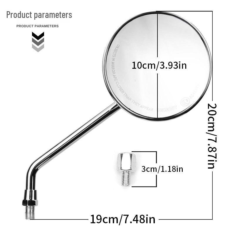 Compact Round Rearview Mirror for Electric Motorcycles and Scooters - Fits Niu, No. 9, Yadea, Emma Models