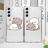 Смешной мультяшный персиковый моти-кот чехол для телефона для Samsung Galaxy S24 S23 S22 S21 S25 Ultra Plus FE 5G Прозрачные мягкие чехлы Чехлы для пары