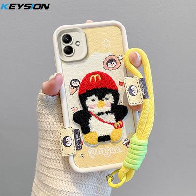 KEYSION Мультяшный милый плюшевый вышитый чехол для Samsung A06 4G A05 A04 со шнурком противоударный чехол для телефона Galaxy A06 A05 A04 4G