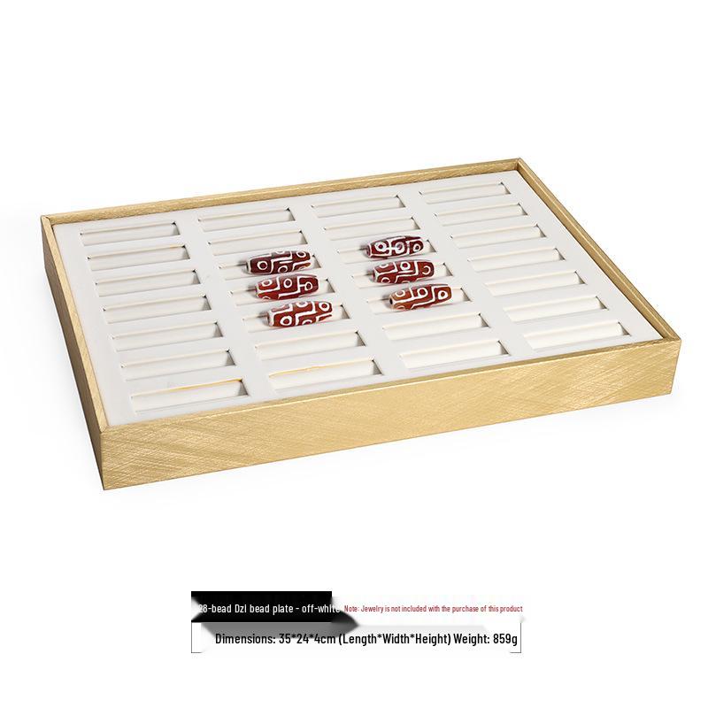 Gold Brushed Leather Jewelry Display Tray for Rings and Bracelets