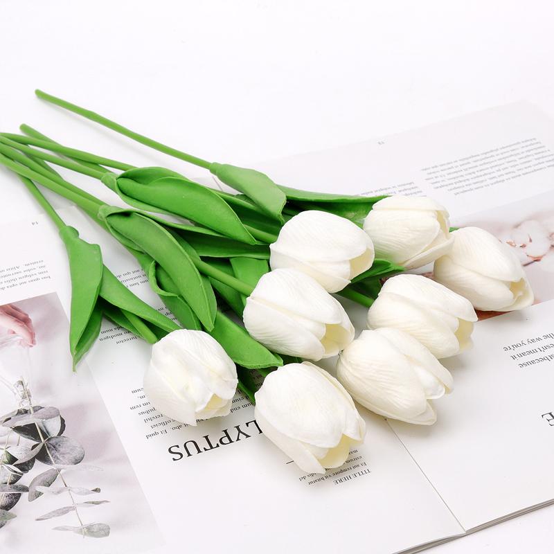 10XИскусственный ложный цветок тюльпана Поддельный букет цветов Домашний свадебный декор