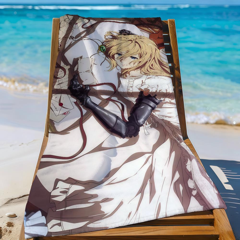 Аниме V-Violet E-Evergarden Полотенце Спортивное Быстросохнущее Туристическое Кемпинговое Снаряжение Песозащитное Мягкое Легкое Большое Пляжное Полотенце