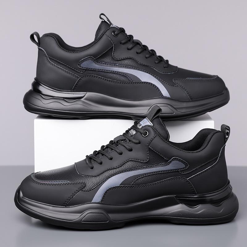 2024 Autumn and Winter New Men's Sports and Leisure Leather Shoes Men's Leather Breathable Youth Versatile Trendy Shoes Men's Laces 2358