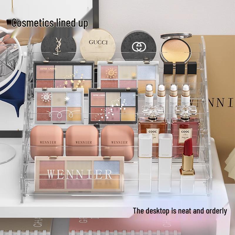 Многослойный прозрачный органайзер для косметики для лака для ногтей, теней для век и многого другого