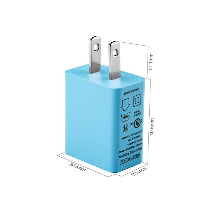 Зарядное устройство 5В1А Зарядное устройство USB 5В1,2А Уровень 6 Энергоэффективность Сертифицированное зарядное устройство, регулируемое в США