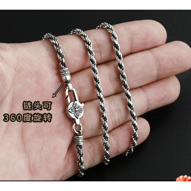 Six-Syllable Mantra Vajra Hammer Braided Hemp Rope Necklace for Men, Versatile Vintage Accessory, Collarbone Chain