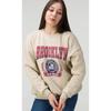 Unisex Beige Brooklyn Printed Crew Neck Oversize Sweatshirt