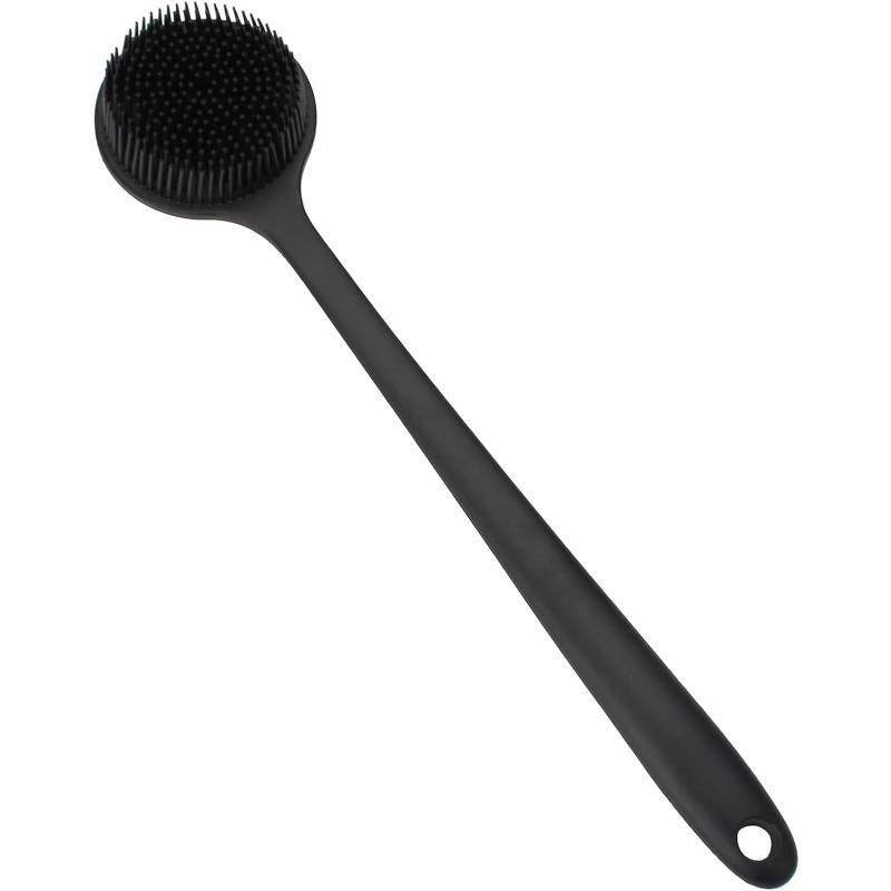 Silicone Back Scrubber for Shower 15in Long Handle Body Brush 2-Sided Exfoliating & Massage Brush Creates Rich Foam Long Handle Back Scrubber for