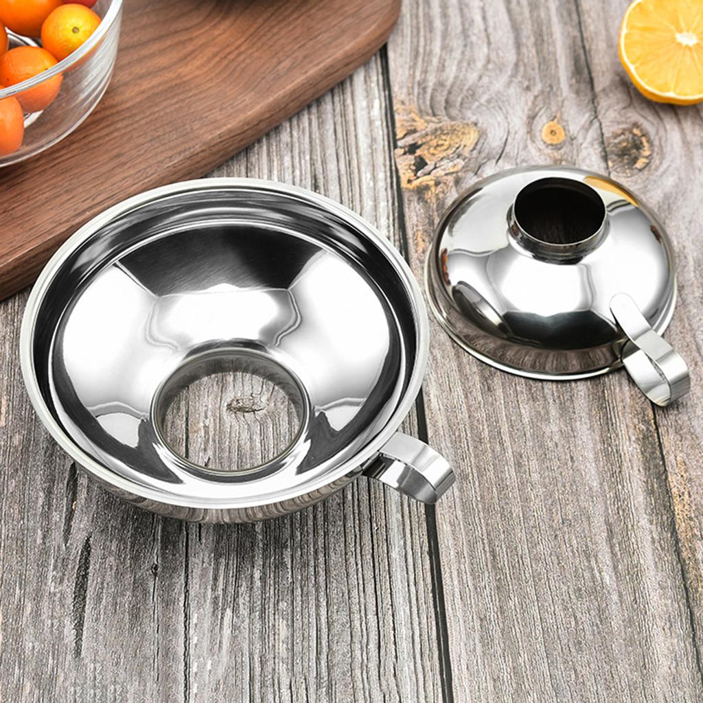 Воронка из нержавеющей стали с широким горлом и ручкой, пищевая металлическая воронка для джемов, консервные воронки, фильтры для банок, кухонный гаджет