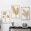Golden Rectangle Wall Hanging Nordic Light Luxury Square Wall Hanging Palm Leaf Ginkgo Leaf Metal Wall Hanging Home Decoration