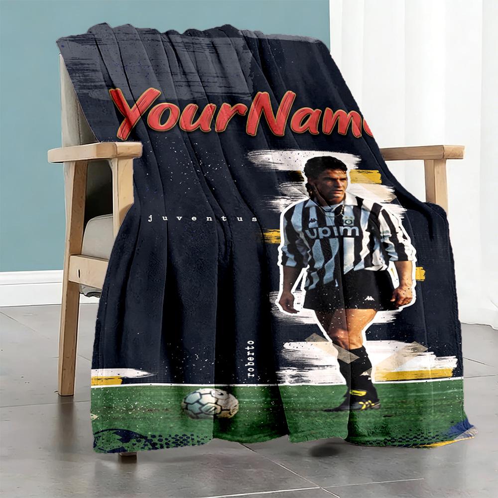 Juventus Personalized Text Blanket Gift Customizable Blanket Soft & Cozy Perfect for Sofa Chair Bedding Office Ideal for All Seasons