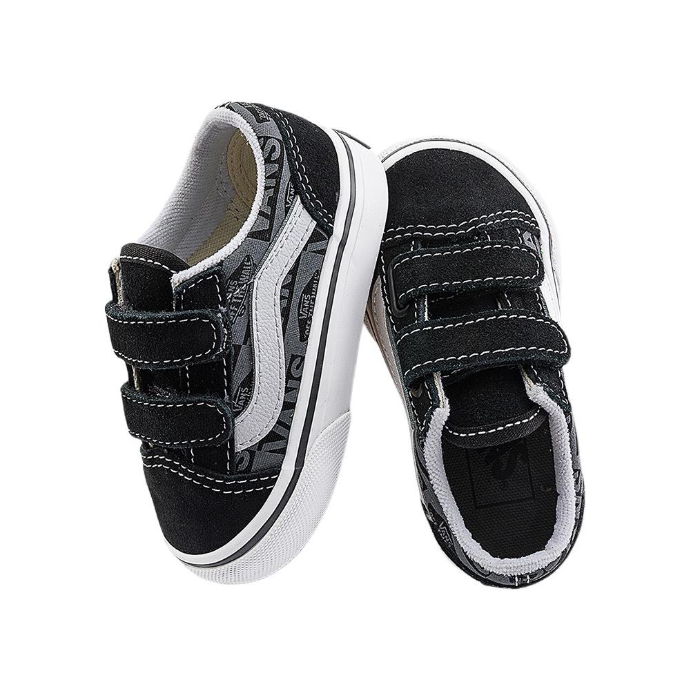 Vans Durable Balance Low Top Walking Shoes Baby Shoes Black Gray White VN0009RCN42