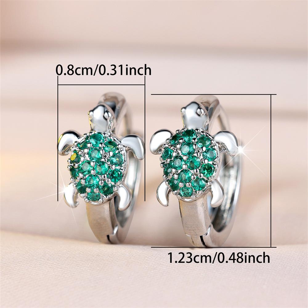 Multicolor Zircon Sea Turtle Hoop Earrings For Women Vintage Gold Silver Color Ear Buckle Wedding Jewelry Valentine's Day Gifts