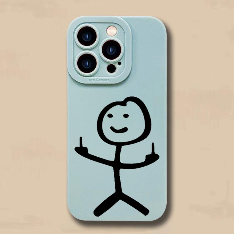 Cute Cartoon Matchman Matte Silicone Phone Case For iPhone 16 11 12 13 14 15 Pro Max XR XS X 7 8 Plus SE2 16E Soft Back Cover