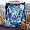 Flannel Blanket Manchester City Print Custom Name Text Soft Throw for Sofa Bed