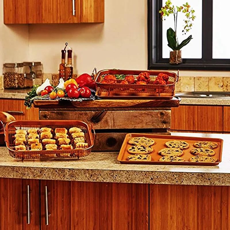 Медный противень для выпечки Масло для жарки Сковорода для выпечки Антипригарное покрытие Корзина для чипсов Форма для выпечки Сетка для гриля Инструменты для барбекю Посуда для кухни