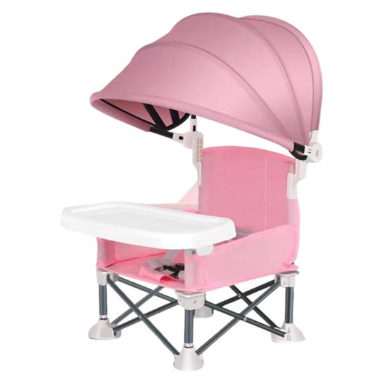 Foldable Toddler Chair with 3-point Harness Storage Bag Adjustable Straps Removable Tray Portable Feeding