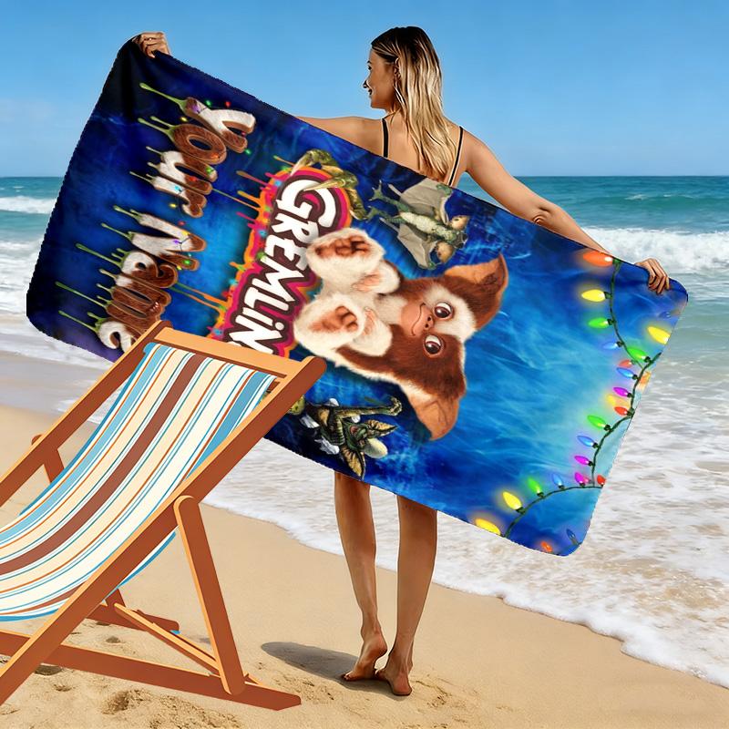 Name Custom Gremlins Print Beach Towel, Large Soft Quick Dry Towel for Beach Camping Swimming