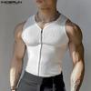 Men Summer V Neck Zip-up Sleeveless Racerback Rib Sport Skinny Tank Tops