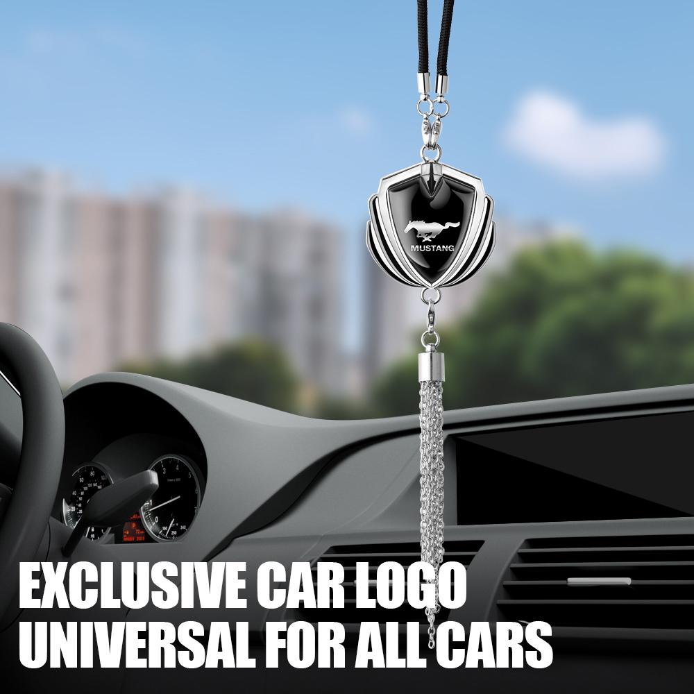 BAYN7 Metal Car Logo Rearview Mirror Hanging Ornament Pendant Decor Auto Accessories For Ford Mustang Focus Kuga Mondeo Max Fusion MK3