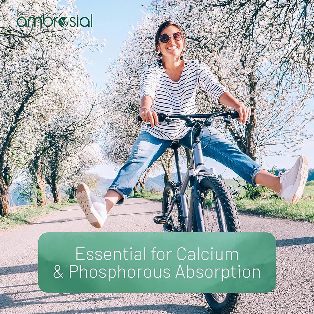 Витамин D3 Ambrosial 1000 МЕ (25 мкг) |Таблетки с витамином D для здоровья костей и зубов | Поддерживает иммунитет и мышечную функцию | Не содержит глютена (Пакет из 1)