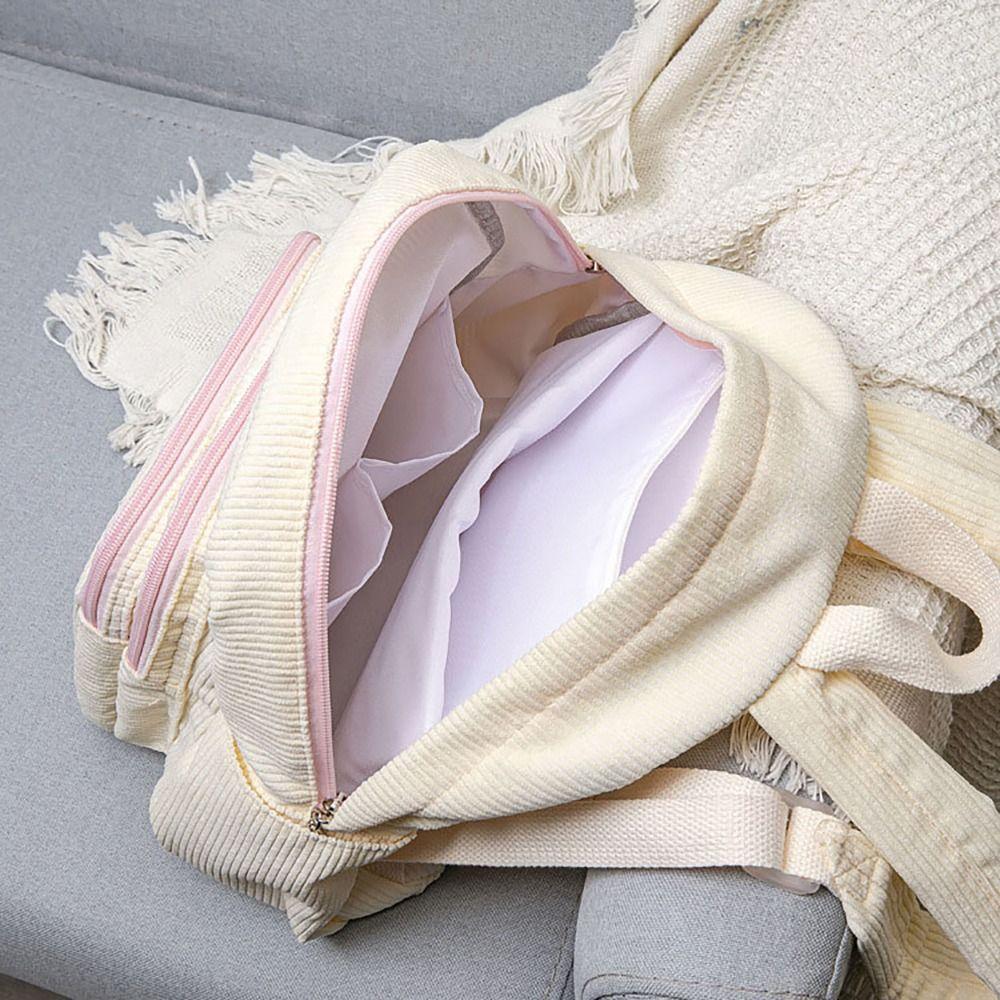 Cute Large Capacity Schoolbag Breathable Back Pad Hard-wearing Backpack Corduroy Adjustable Strap Two Shoulder Bag