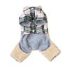 jijijing Fuzzy Bear Dog Jumpsuit, Cute Plaid Outfit, Warm 4-Legged Apparel, Plush Lined Cozy Onesie Clothes for Small Autumn Winter