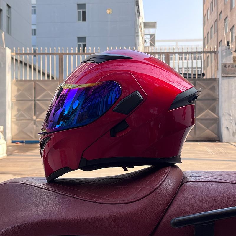 Motorcycle Helmets Men's and Women's Locomotive Full Helmets Bluetooth Peel-off Helmets Electric Vehicle Helmets