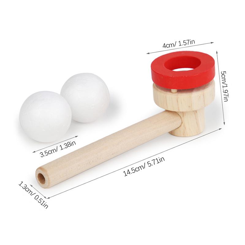Wooden Suspension Ball Blower Children'S Puzzle Parent-Child Games Training Lung Capacity Toys Floating Blow Pipe Balls Game