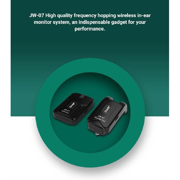 JOYO JW-07 Wireless in Ear Monitor System 2.4GHz Low Latency 12 Channel Banks Wireless Transmitter Receiver for Live Performance