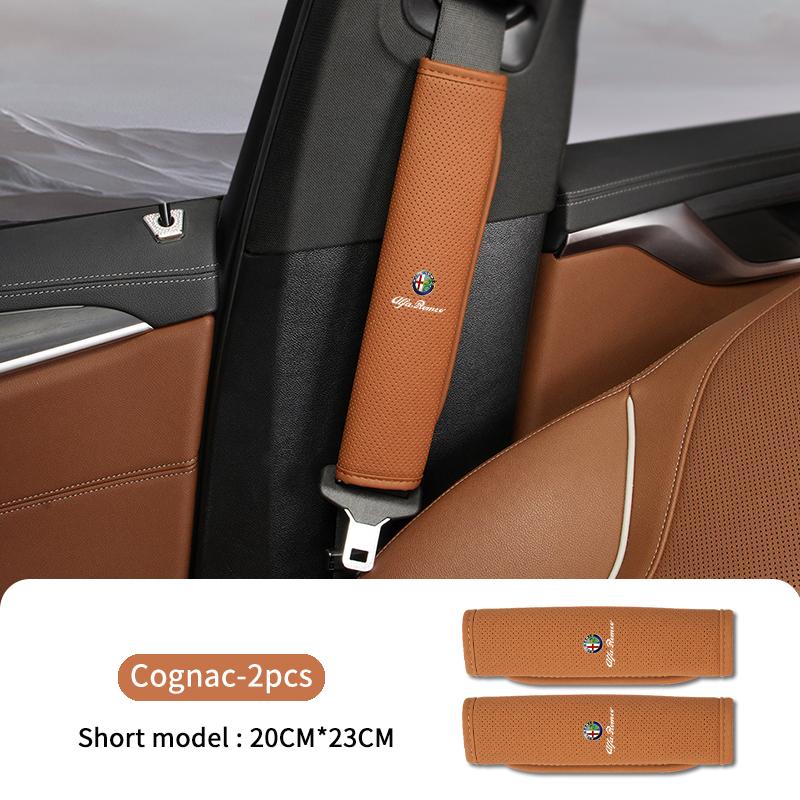 Car Seat Belt Shoulder Cover Leather Shoulder Protector Pad For Alfa Romeo 159 Giulietta 156 147 Giulia Mito GT Stelvio Spider ert853
