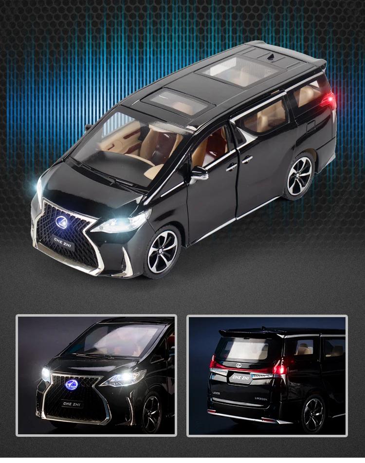 pzdf1 1:24 Lexus LM300H Diecast High SimulationAlloy Car Model Sound Light Boy Toys 6 Doors Can Open Children Gift Collection