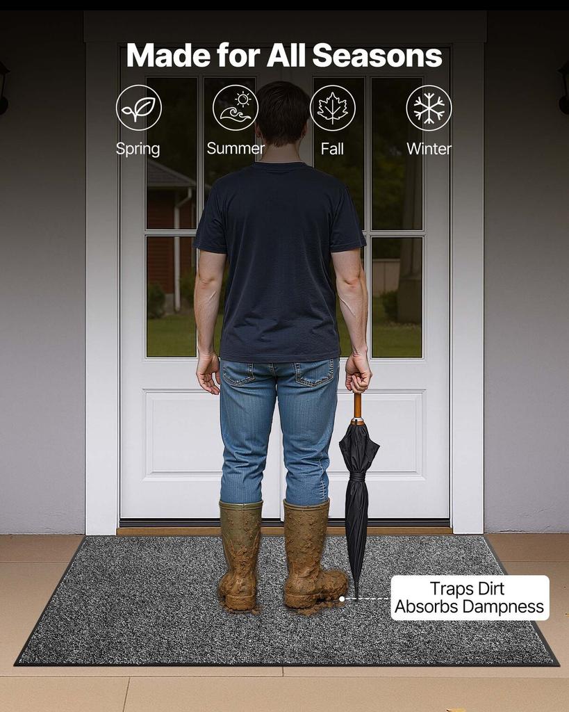 Front Door Mat, 1524 x 914 mm Commercial Floor Mat for Indoor and Outdoor, Industrial Entrance Carpet with PVC Backing, Heavy Duty Washable Entry Rug