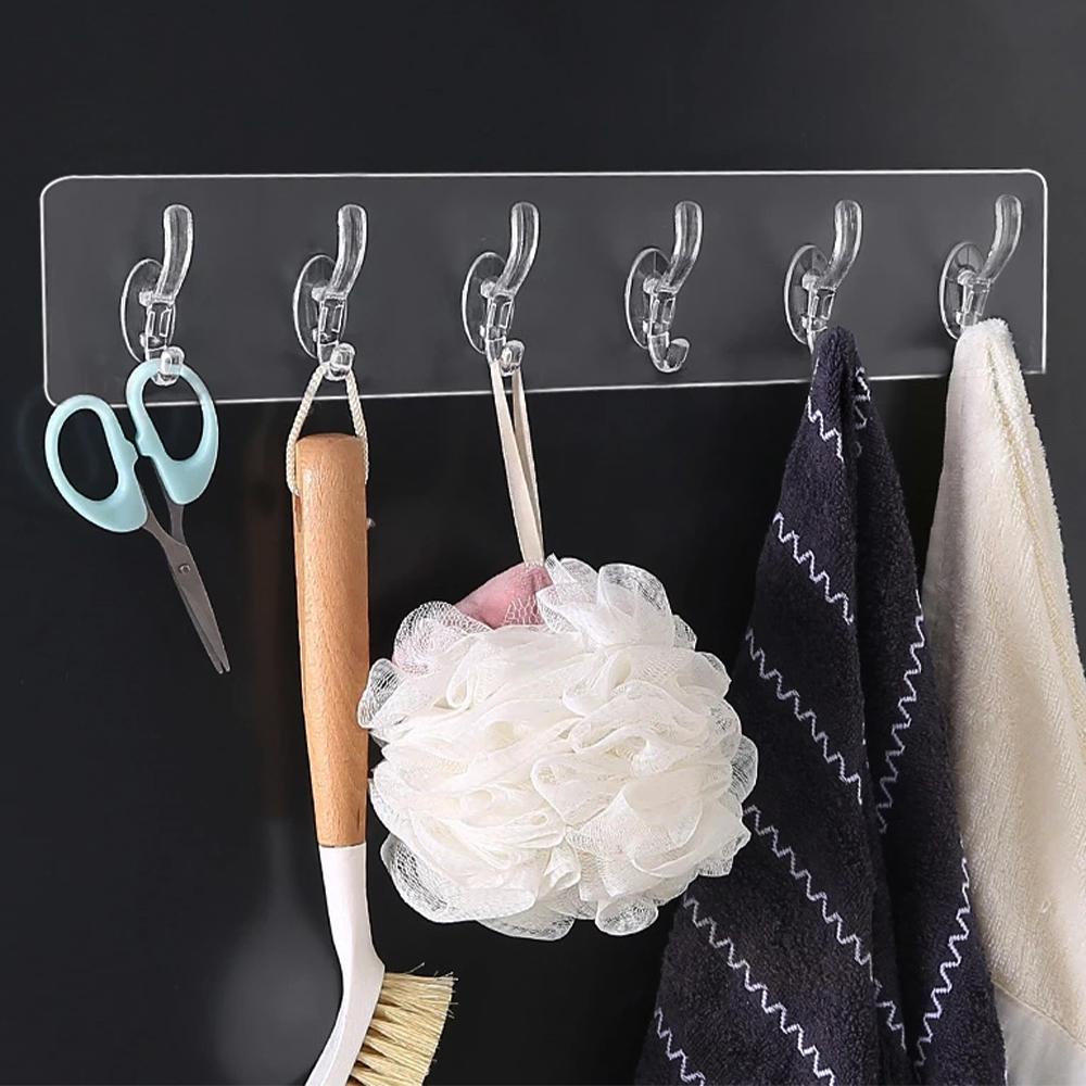 Transparent Wall Hooks Kitchen Bathroom Hooks Hat Clothes Coat Hanger Towel Holder Seamless Door Hook Storage Rack