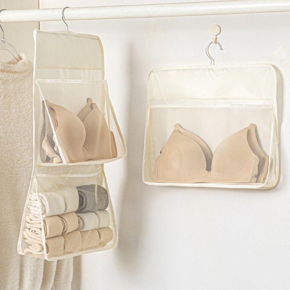 Экономичный подвесной органайзер для хранения, многофункциональные сетчатые карманы, органайзер для хранения бюстгальтеров, универсальный компактный органайзер для шкафа, общежитие