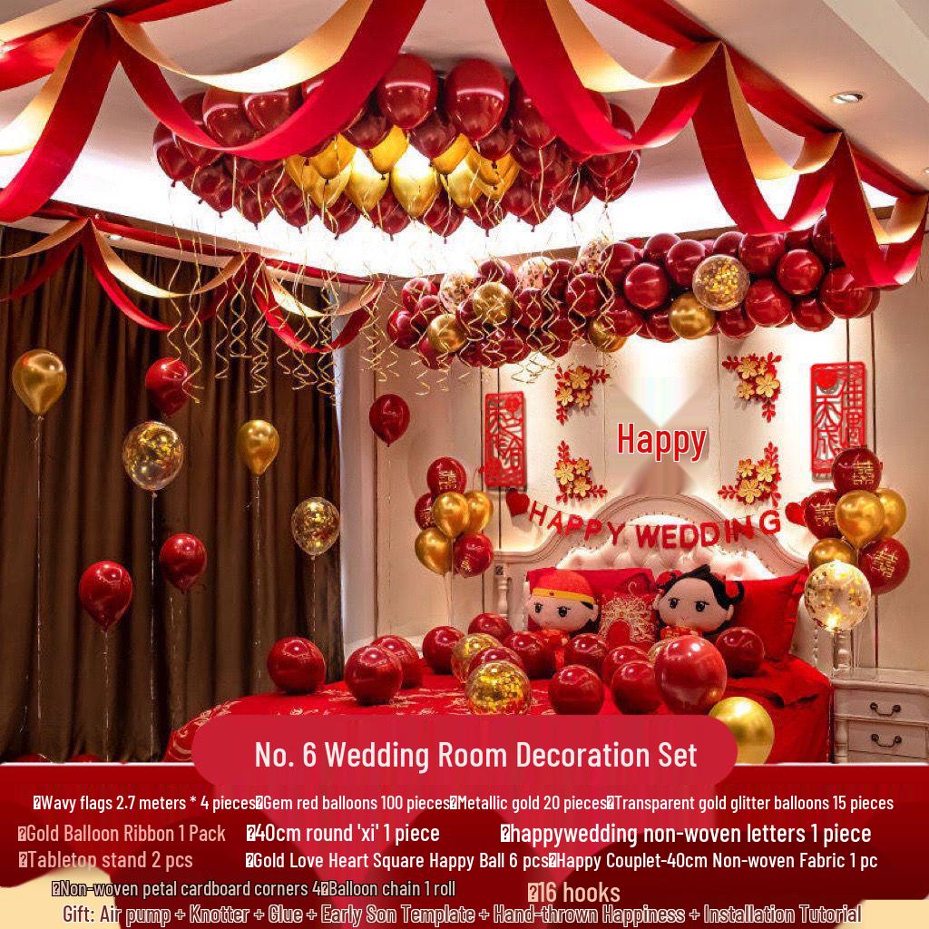 Romantic Wedding Bedroom Balloon Decoration Set for Groom and Bride