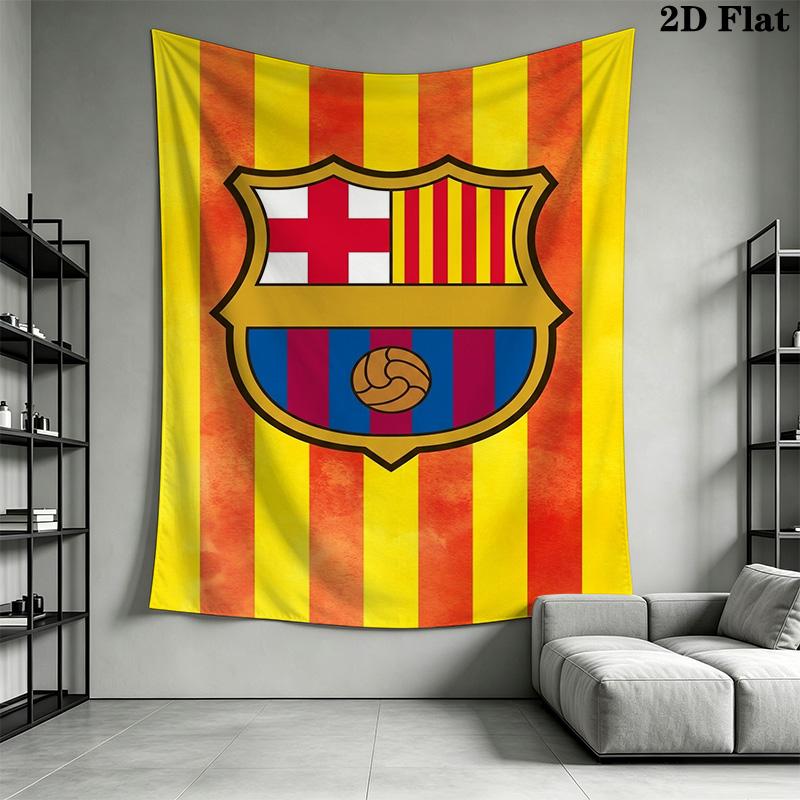 Barcelona Football Crest Pattern Bedding 1 Duvet Cover 2 Pillowcase Without Core Soft And Comfortable Duvet Cover And Pillowcase Bedding Set