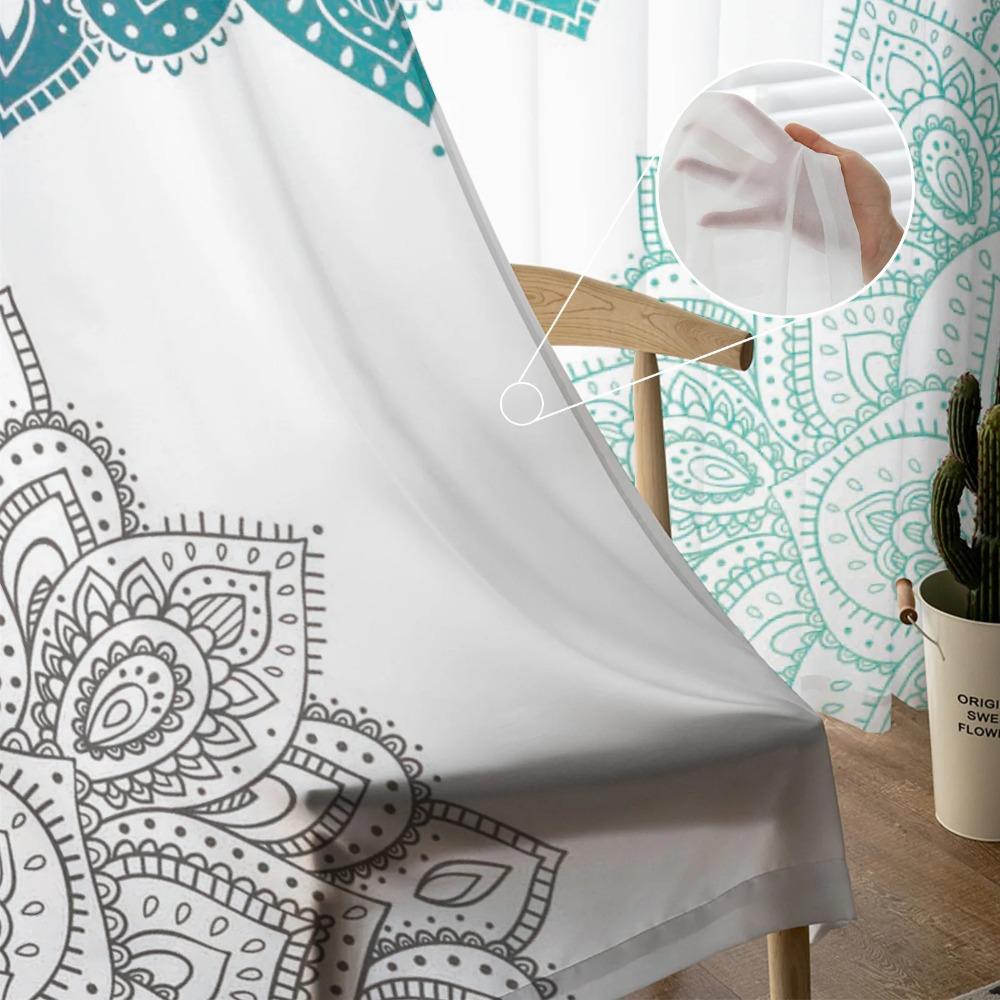 Тюль с градиентом Мандала в прозрачных шторах для гостиной, спальни, кухни, обработка окон, шифоновые шторы, жалюзи