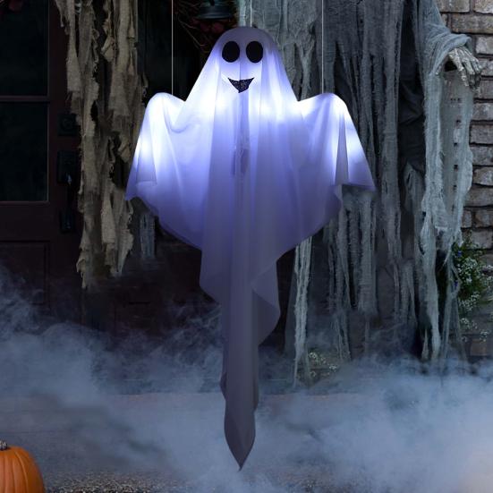 Хэллоуин подвесное украшение-призрак светящийся белый призрак с гирляндой для использования в помещении и на открытом воздухе