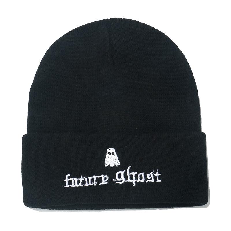 Autumn and Winter Men's and Women's Outdoor Warm Wool Hat Pullover Cold Hat Halloween Pumpkin Skull Embroidery Knitted Hat