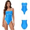 Satin Color Block One Piece Swimsuit for Women Square Neck Adjustable Straps Bathing Suit with Edges Design for Pool Summer